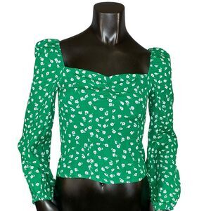 H&M Puff Sleeved Blouse Sweetheart Neckline Women's Size XXS Long Sleeve